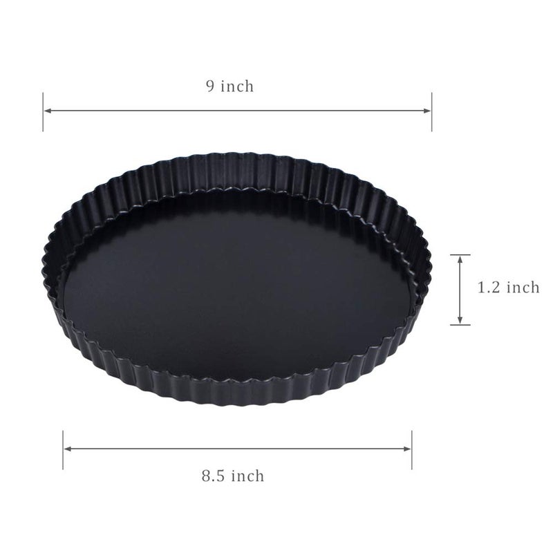 Webake 9 Inch Round Tart Pan with Removable Loose Bottom, Non-stick Carbon Steel Fluted Flan Quiche Pan Large Tart Tin - Image 3
